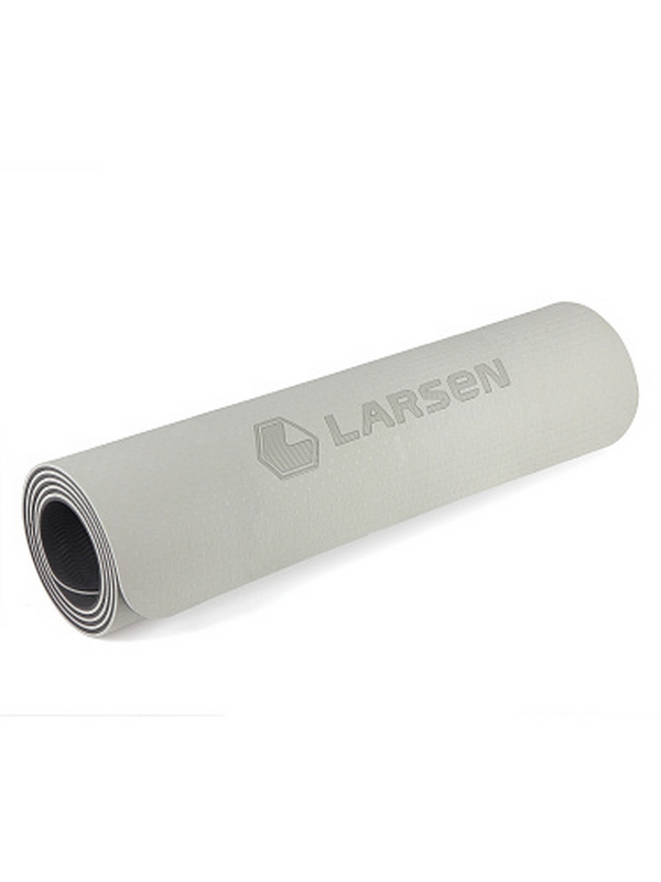 Коврик для фитнеса и йоги, TPE, 183х61х0,6см Larsen ECE 070 серый\черный