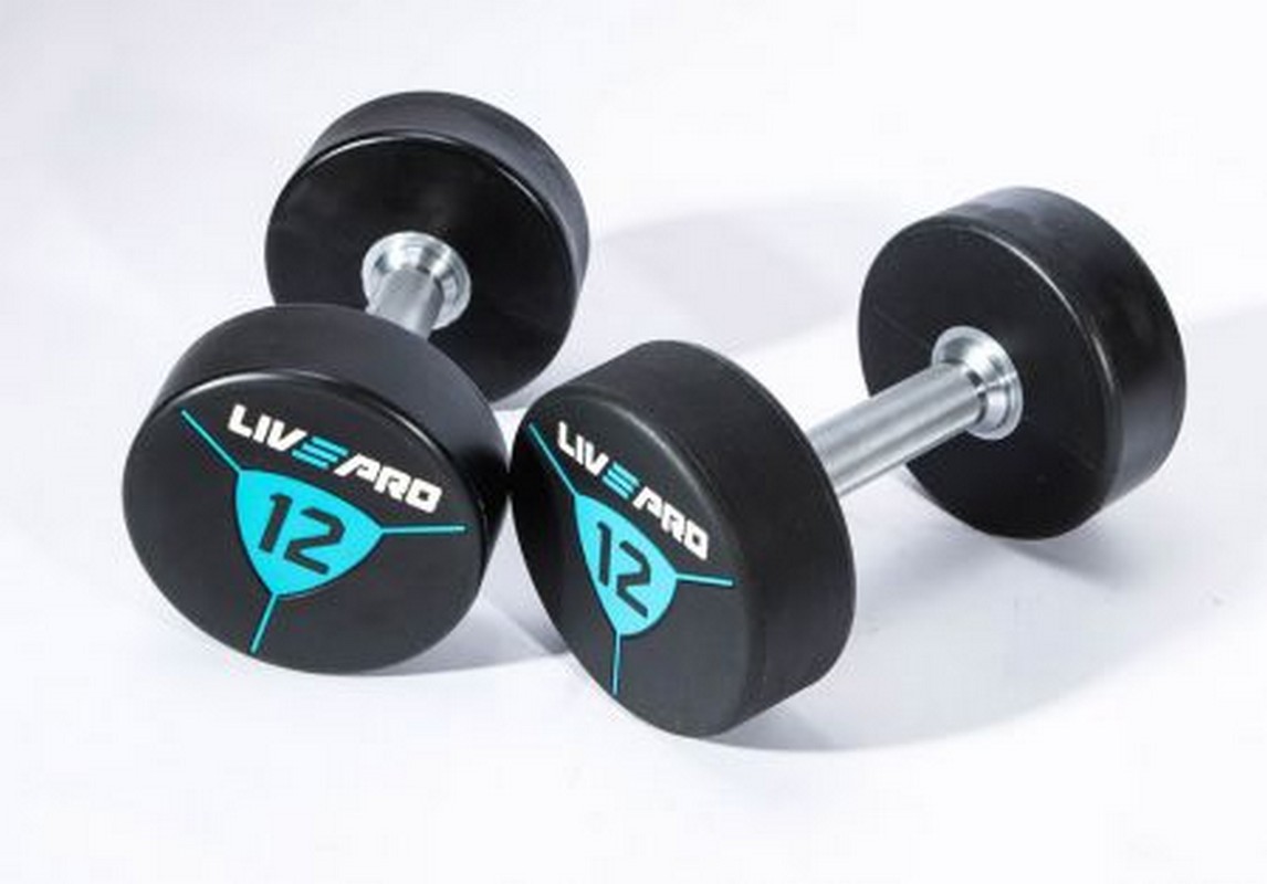 Гантели в уретане 36 кг Live Pro Premium Urethane Dumbbells LP8000-36