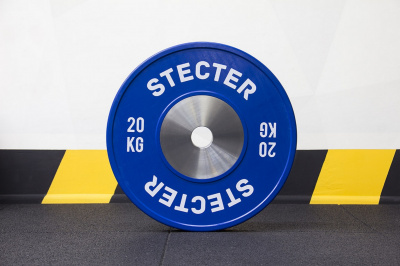 Профессиональный соревновательный диск для штанги 20 кг (синий) Stecter