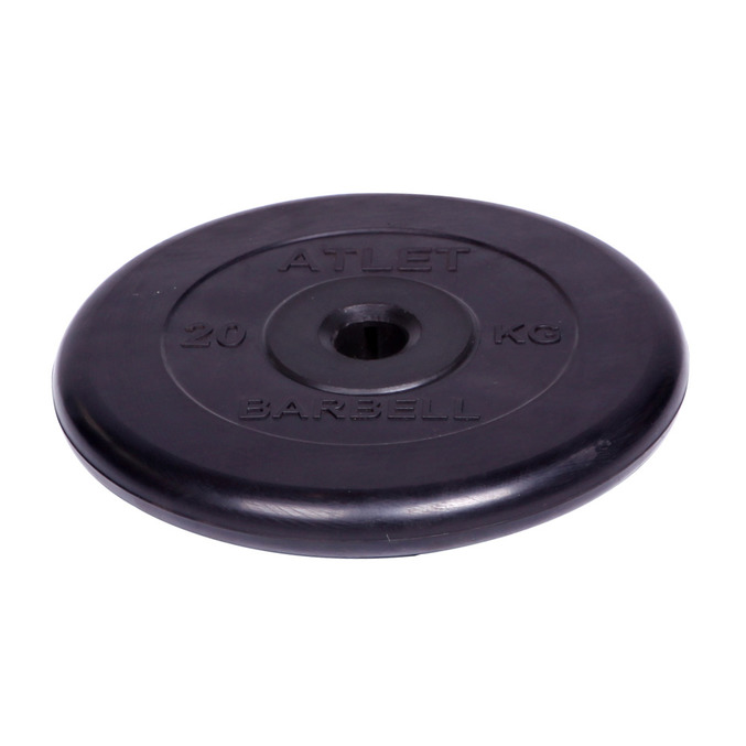 Диск обрезиненный d31мм MB Barbell Atlet 20кг черный MB-AtletB31-20