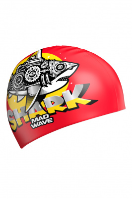 Юниорская силиконовая шапочка Mad Wave Shark M0575 12 0 05W красный