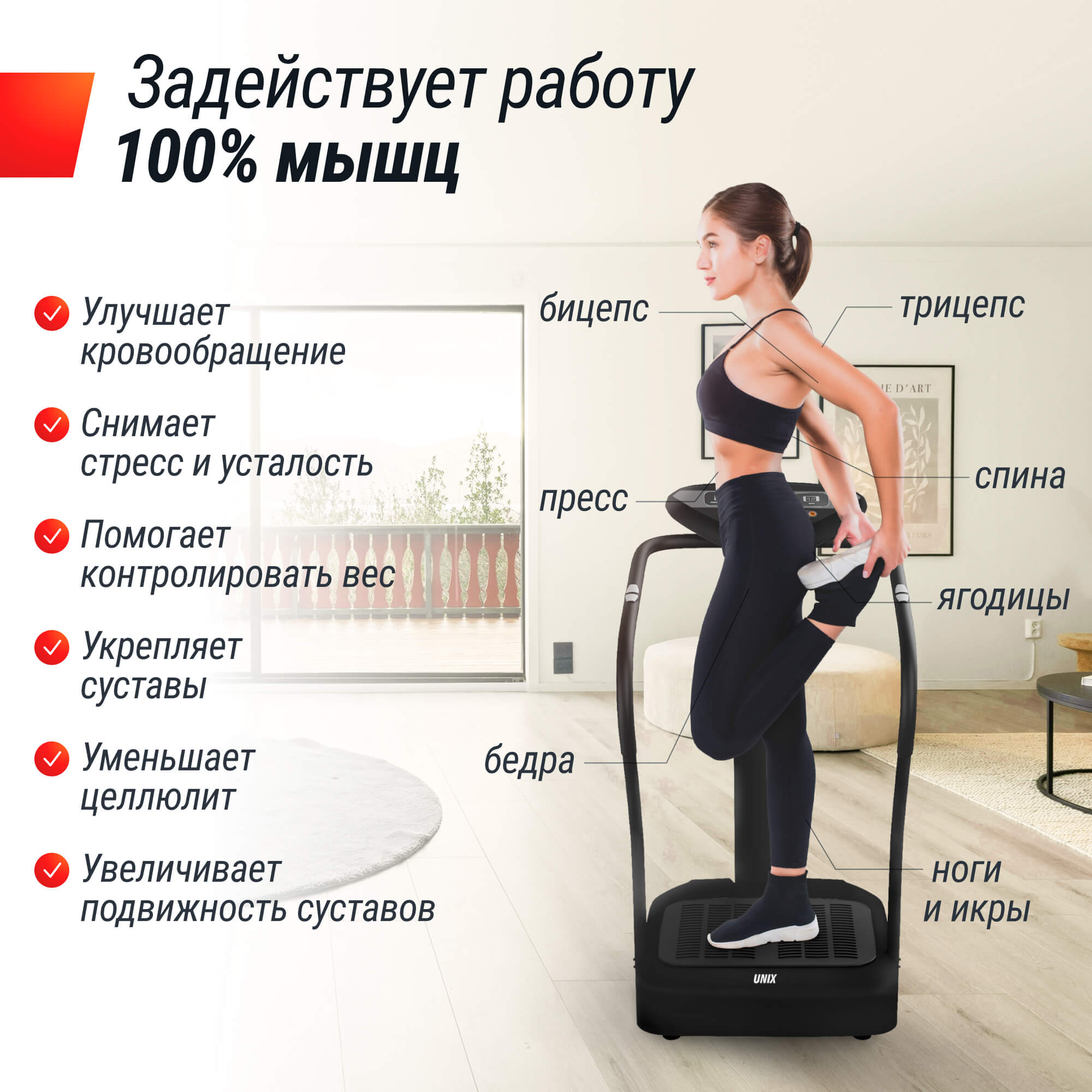 Виброплатформа UnixFit Improve 2 in 1 VPWHI2BK Black