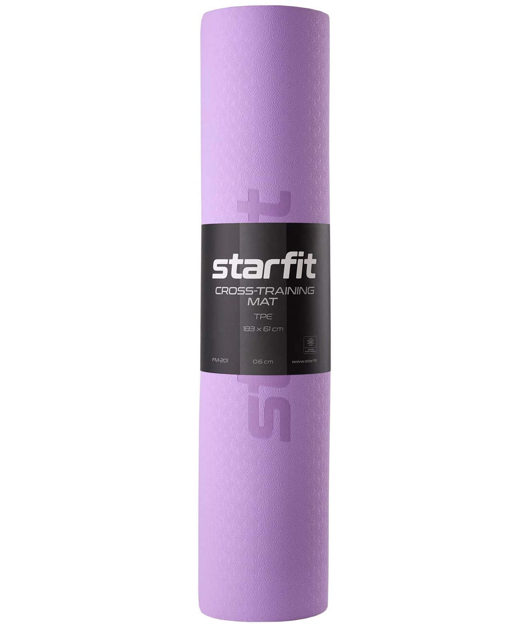 Коврик для йоги и фитнеса 183x61x0,6см Star Fit TPE FM-201 фиолетовый пастель\серый