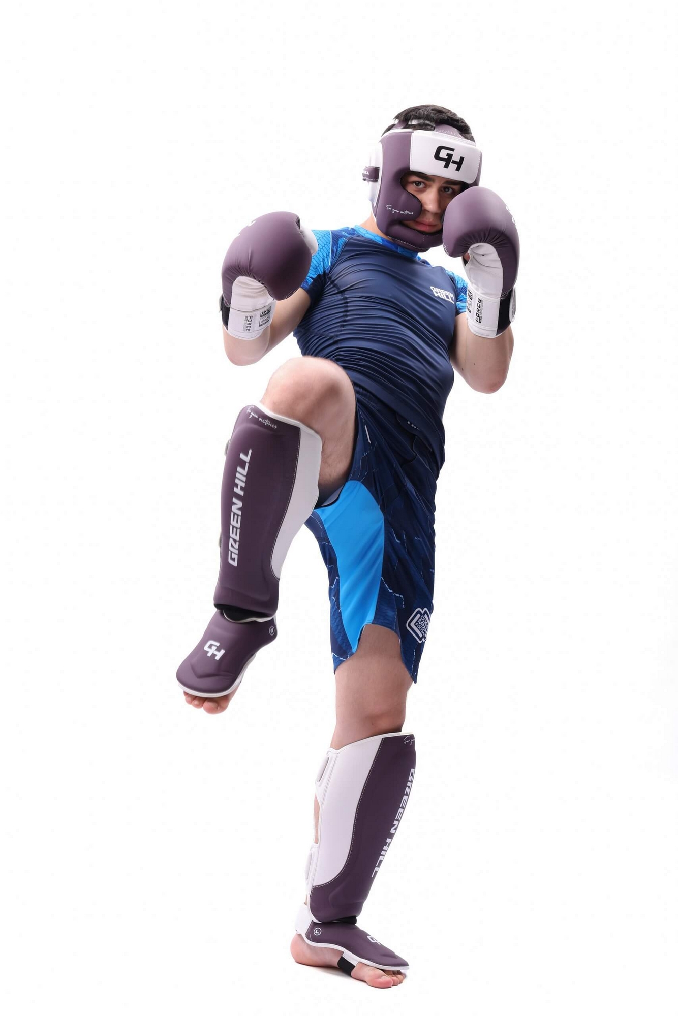 Защита голень-стопа Green Hill Force 3D inject foam KK CNSGK-550 Фиолетово-белый