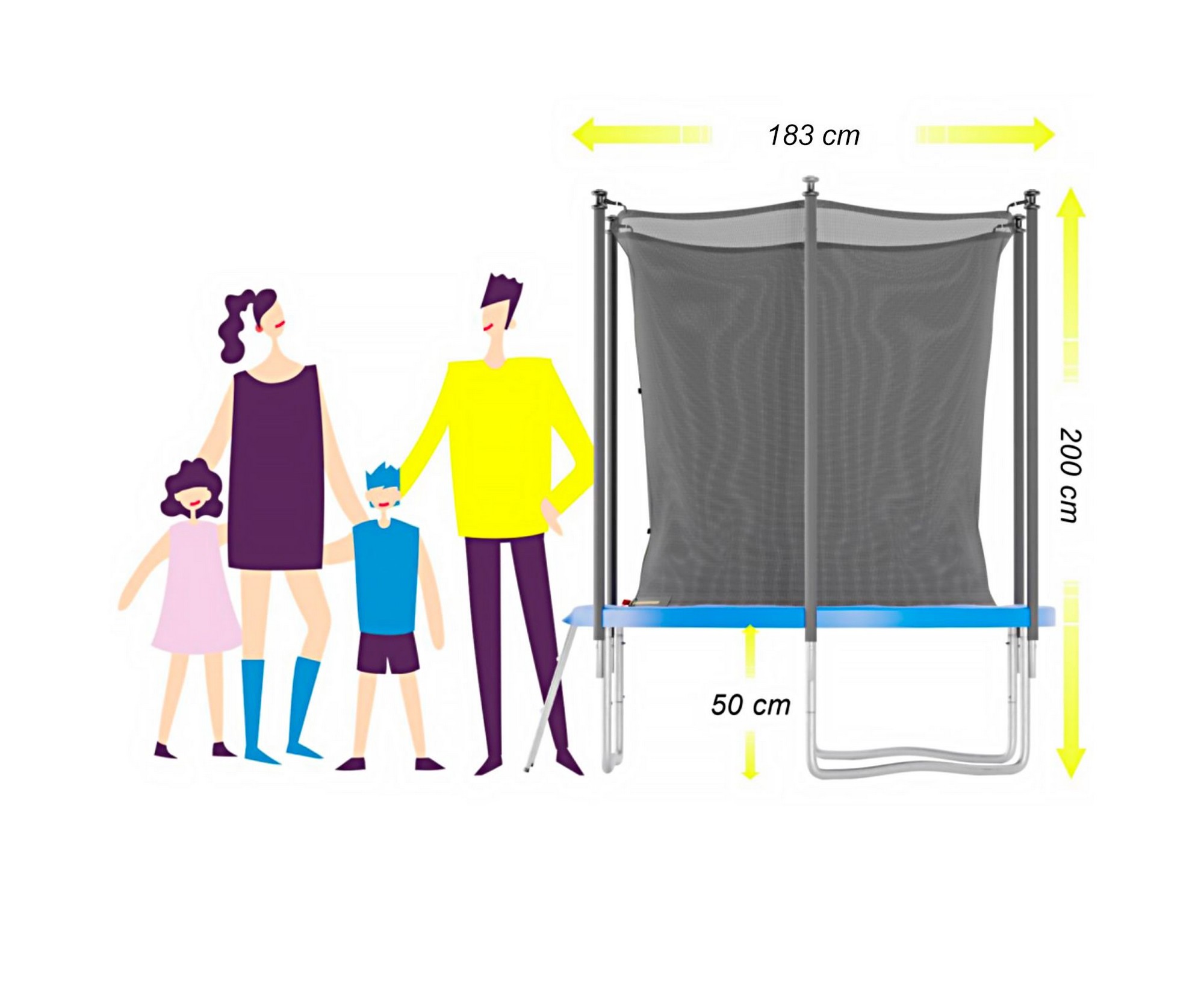 Батут DFC Trampoline Stock JUMP4FUN, с внутренней защитной сеткой TRA22FUJ4F-601 синий