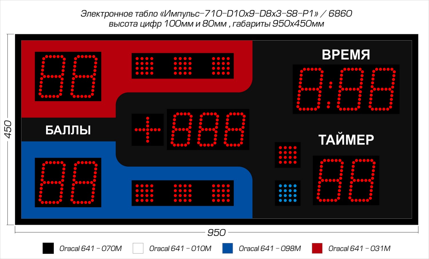 Табло для самбо Импульс 710-D10x9-D8x3-S8-P1