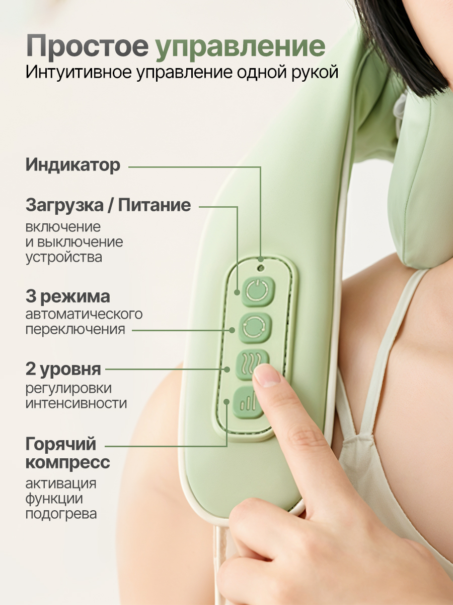 Вибромассажер для плеч и шеи DFC LAZYCLOUD VM-MA36 зеленый