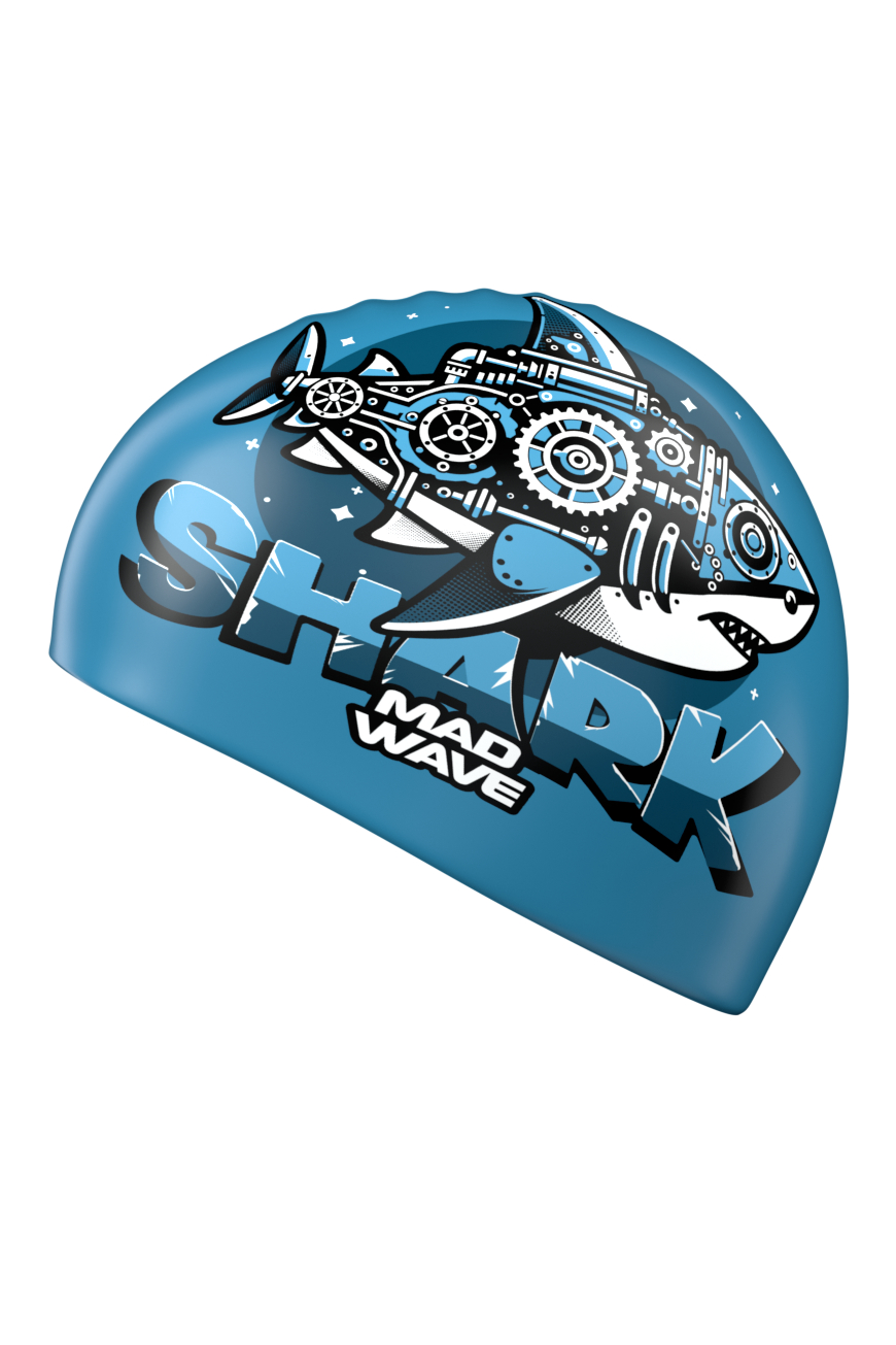 Юниорская силиконовая шапочка Mad Wave Shark M0575 12 0 04W синий