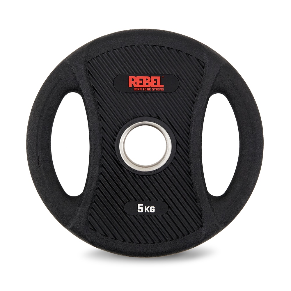 Диски олимпийские обрезиненные с двумя хватами 5 кг (пара) REBEL R-PVP-5-PAIR