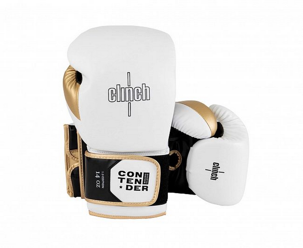 Перчатки боксерские Clinch Contender C184 бело-черно-золотой