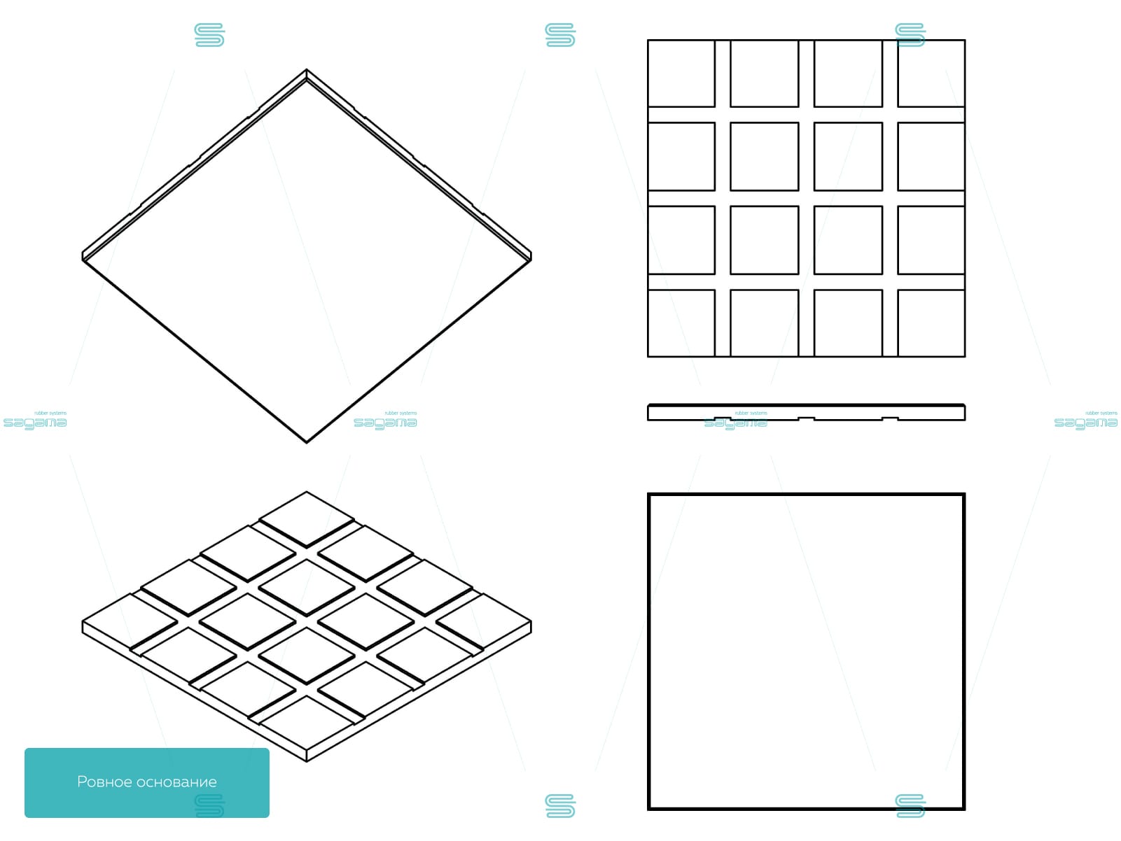 Резиновая плитка Sagama Tile 50x50см