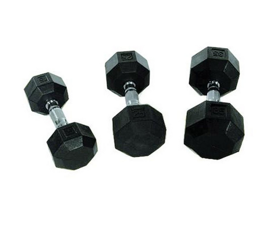 Гантель 22,5кг Perform Better Rubber Encased Hex Dumbbells 4137-22.5\BK-22-00