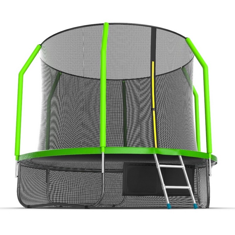 Батут с внутренней сеткой и лестницей EVO Jump Cosmo 10ft + нижняя сеть, зеленый