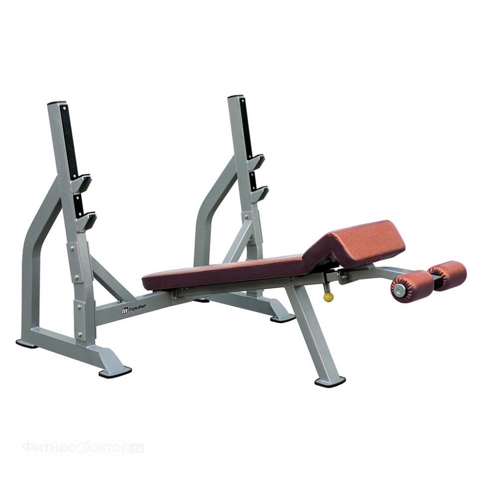 Олимпийская скамья с отрицательным наклоном для жима Impulse IFODB | Premium Fitness