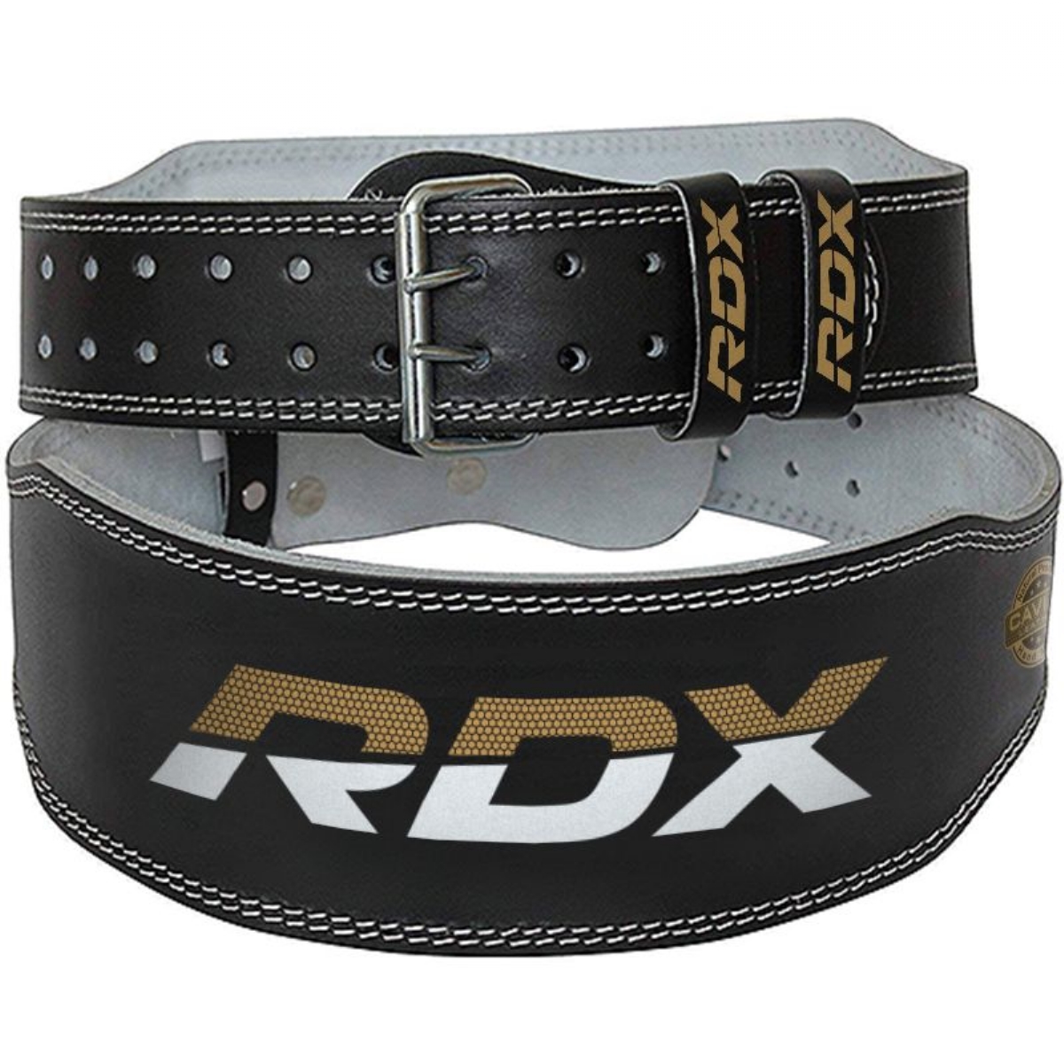 Пояс RDX 4" Leather WBS-4RB черный\золотой