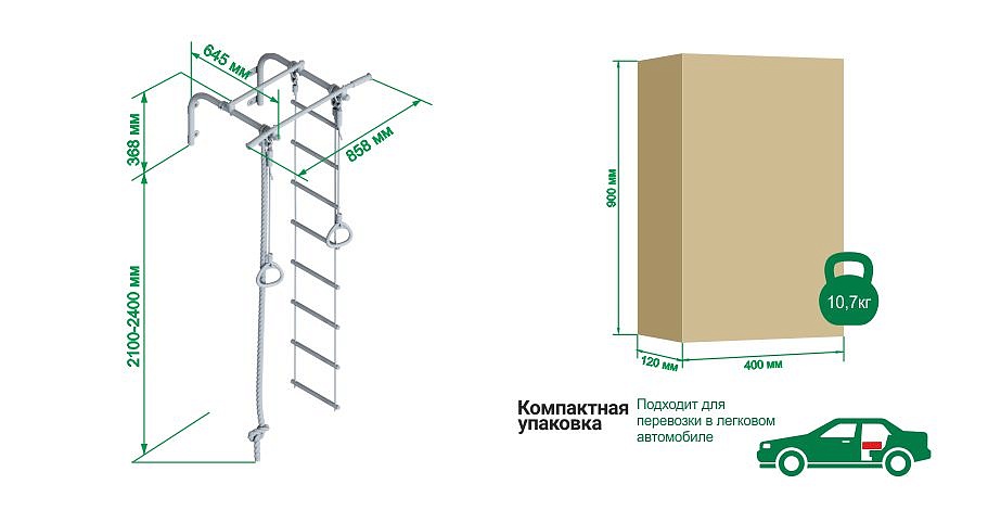 Турник настенный (с навесным оборудованием) Romana T1 (7.01.00-21) белый прованс