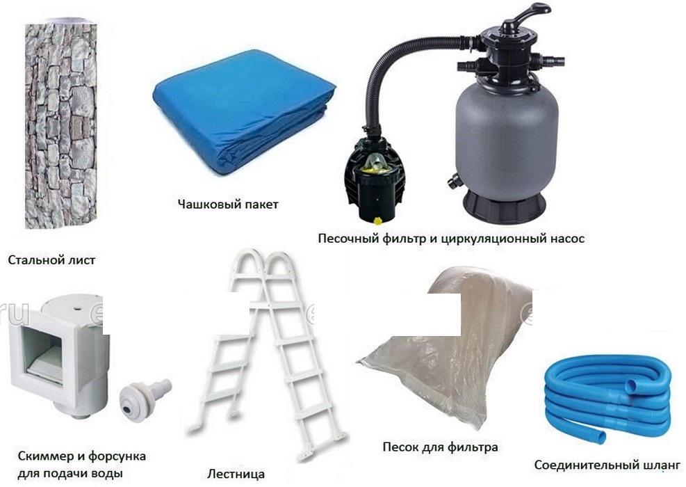 Морозоустойчивый бассейн Azuro Stone круглый 4х1,2 м Premium