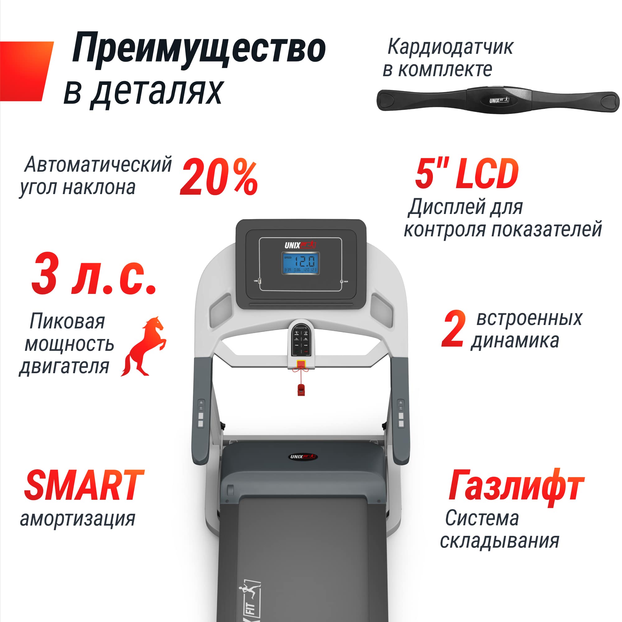 Беговая дорожка UnixFit MX-580A TDMX580AW White