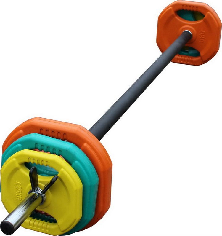 Штанга для аэробики и обрезиненные диски по 2 шт (1,25-2,5-5 кг) Profi-Fit