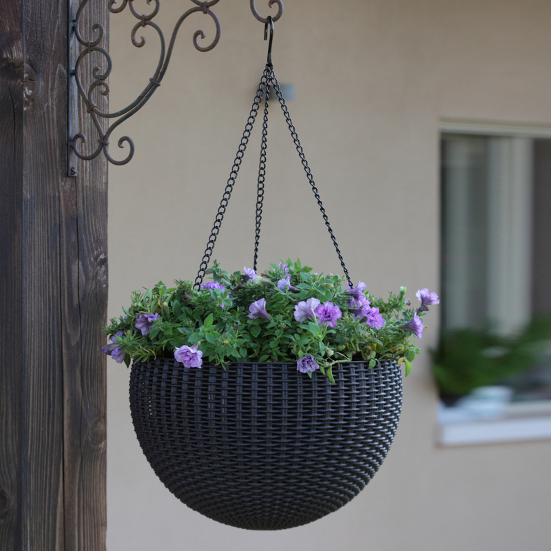 Кашпо подвесное, коричневое Keter Rattan Hanging