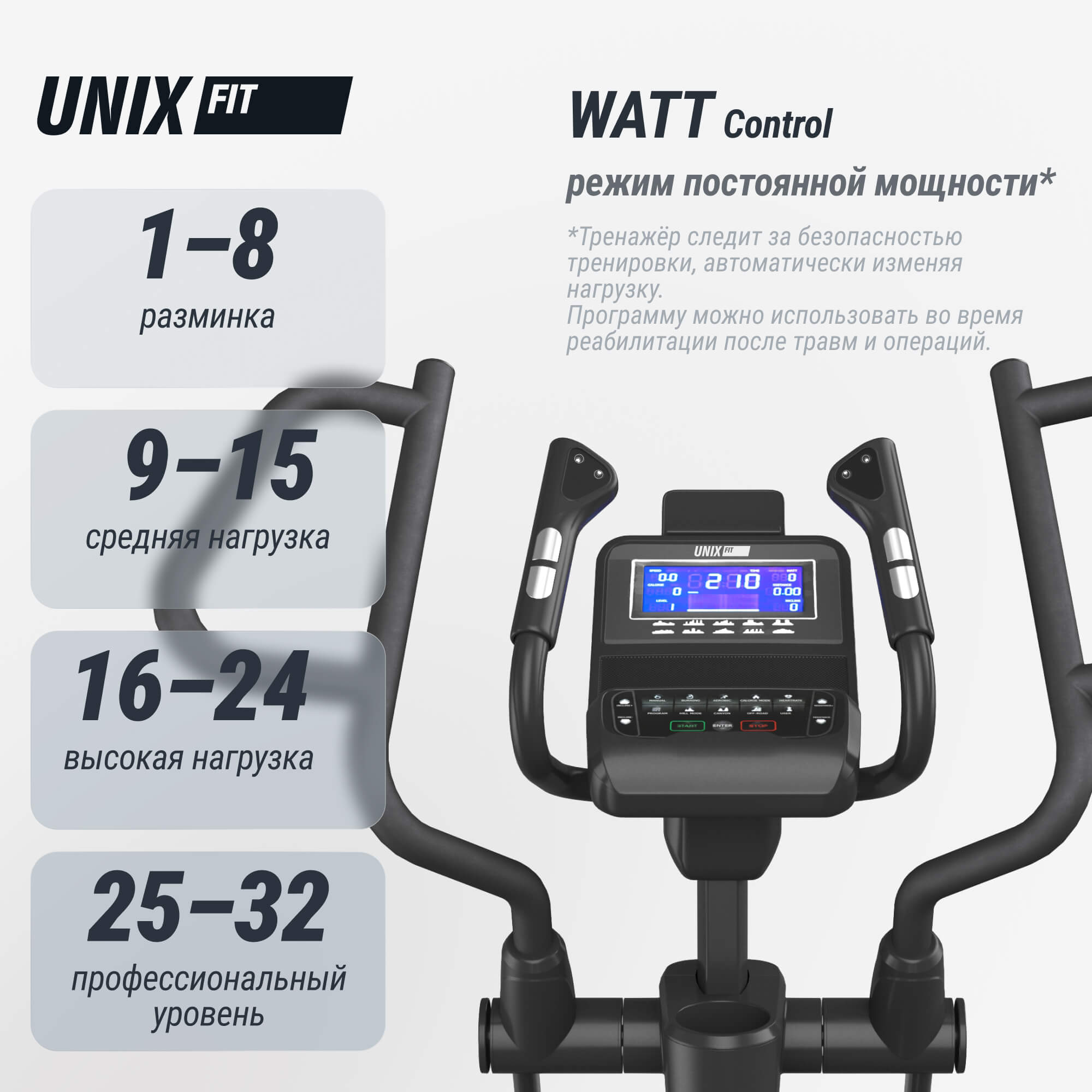 Эллиптический тренажер UnixFit E-1100 PRO (LED)