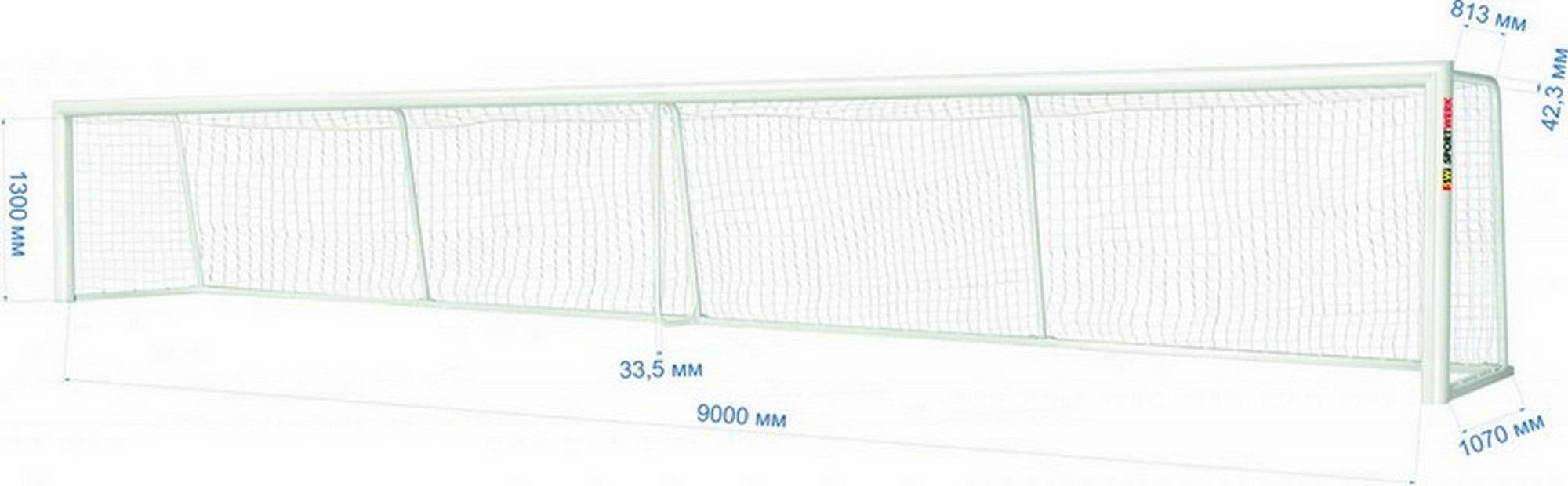Ворота для игры в голбол SportWerk 900х130см, алюминиевые 10х12см SpW-Pl-900-1