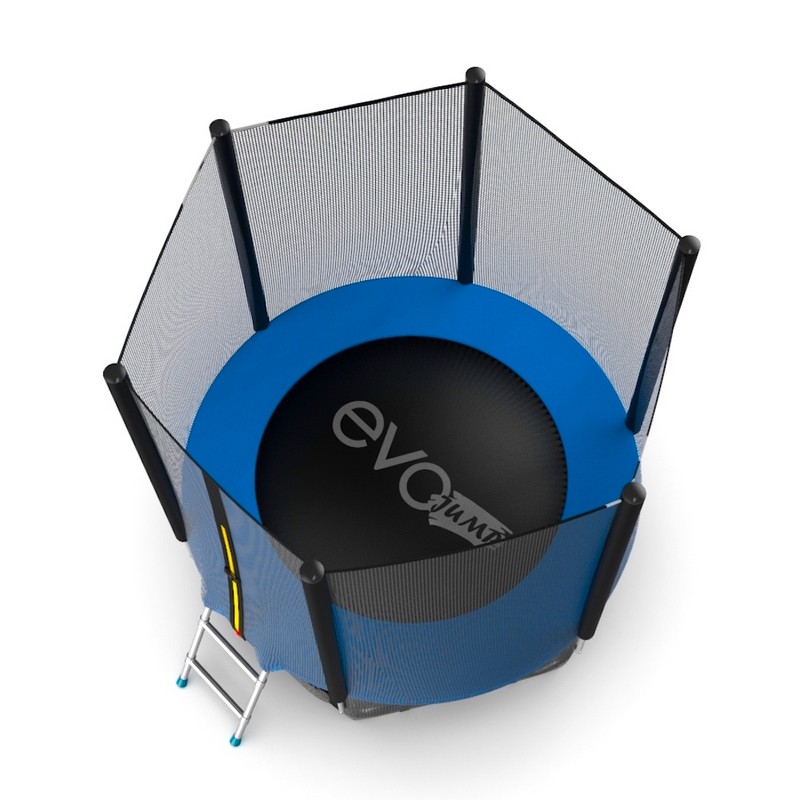 Батут с внешней сеткой и лестницей EVO Jump External 6ft+ нижняя сеть, синий