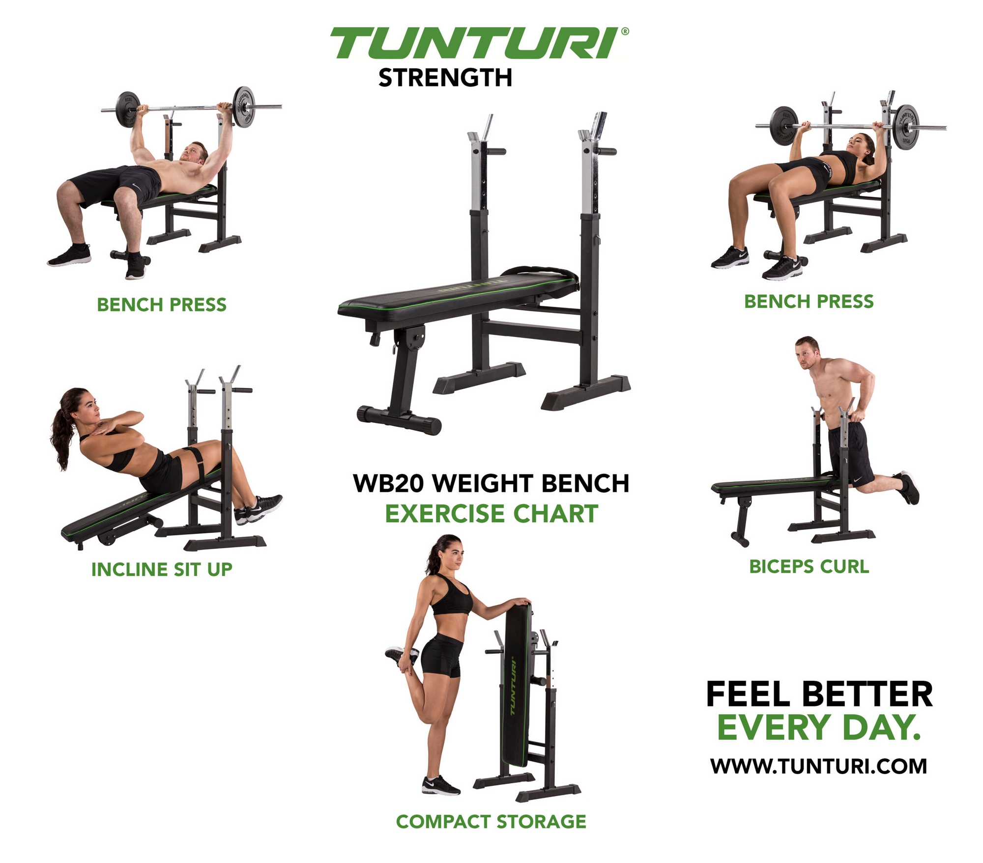 Скамья для жима Tunturi WB20 17TSWB2000 | Premium Fitness