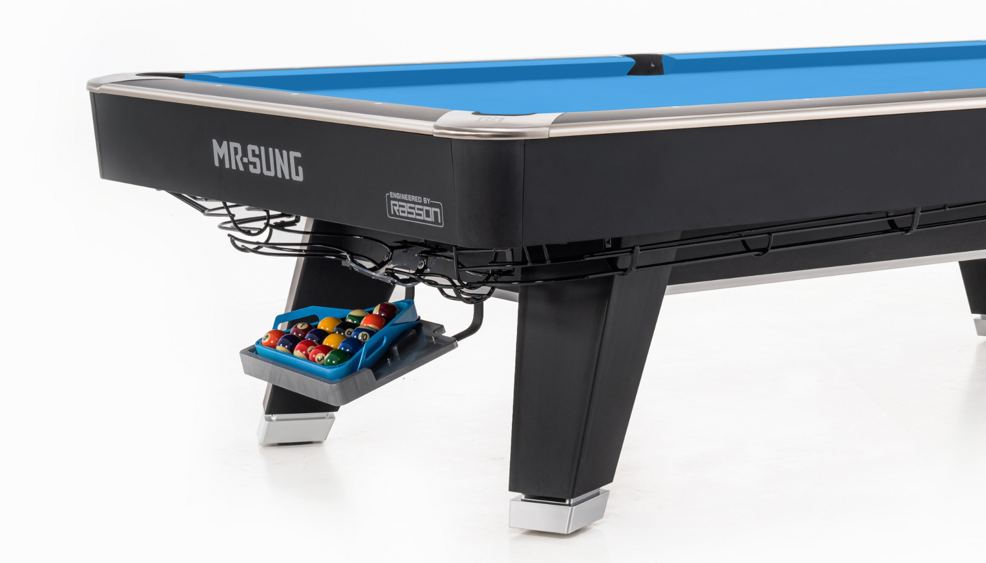Стол \ пул Rasson Billiard Acurra 9 ф (черный, сланец 25 мм) в комплекте с плитой, аксессуары + сукно 55.330.09.5