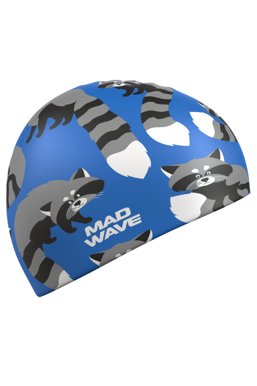 Юниорская силиконовая шапочка Mad Wave Raсcoons M0574 22 0 00W бирюзовый