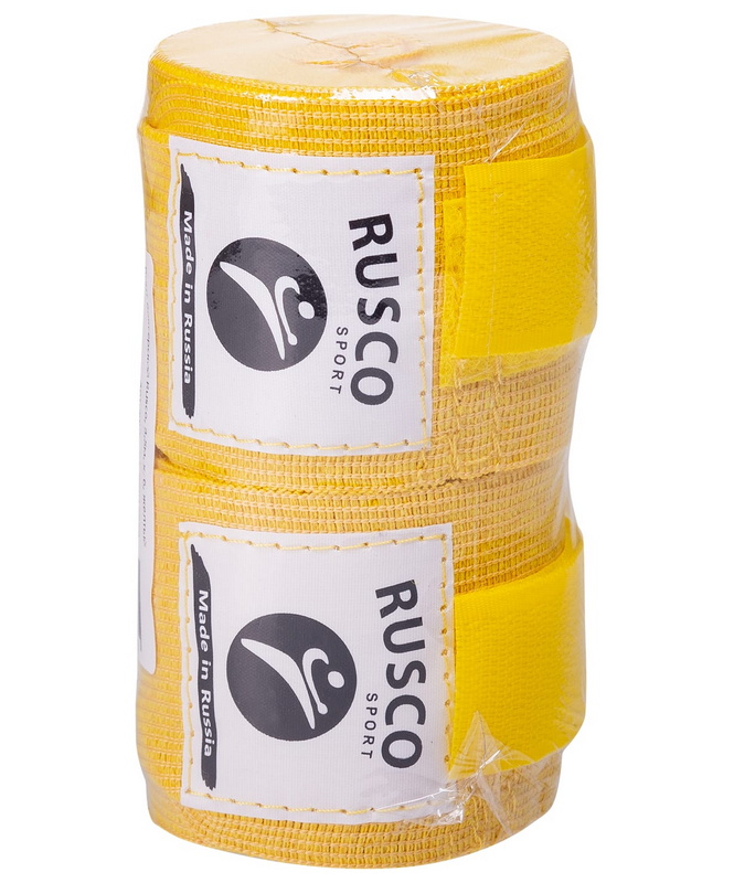 Бинт боксерский Rusco 3,5м, х/б, желтый