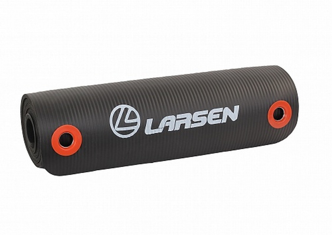 Коврик для фитнеса и йоги Larsen NBR с люверсами, 183х61х1,5см черный