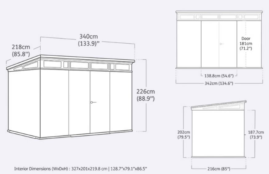 Комплект для хранения: сарай "Cortina 2.0 11x7" + сундук "Cortina" 570л (графит)