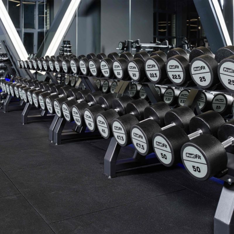 Гантельный ряд полиуретановый LEVEL (шаг 2,5кг, 5 пар) 40-50кг Profi-Fit