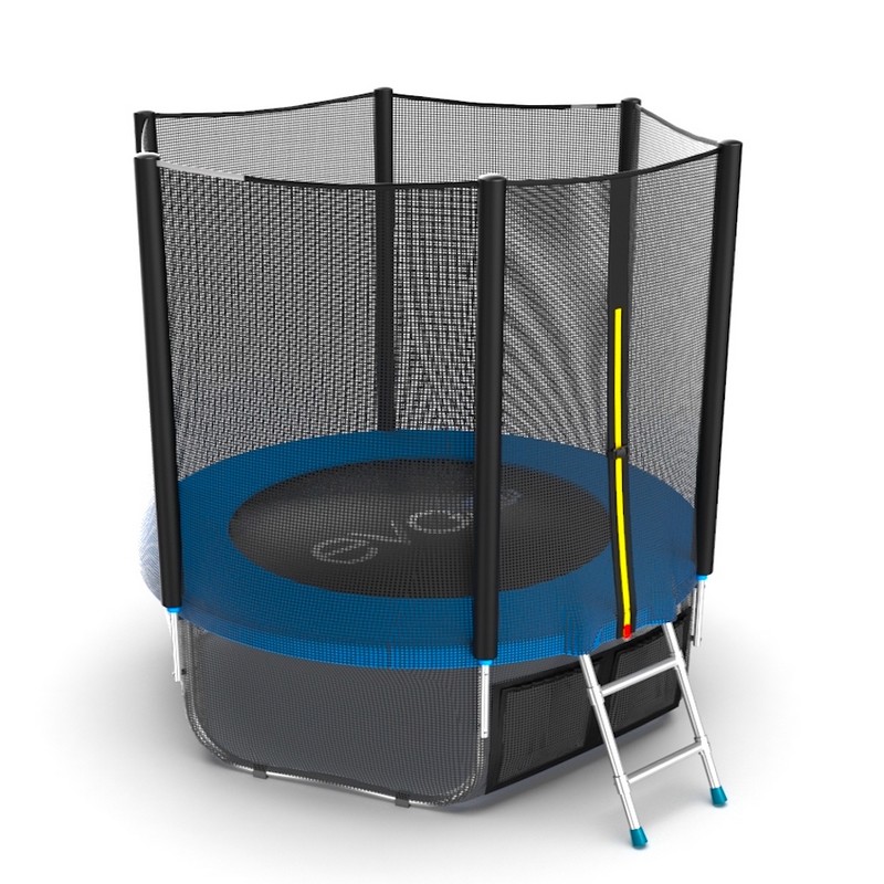 Батут с внешней сеткой и лестницей EVO Jump External 6ft+ нижняя сеть, синий