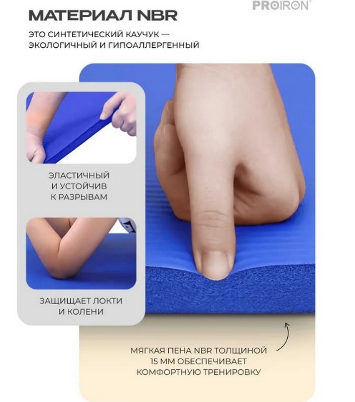Коврик для йоги и фитнеса 180x61x1,5см PROIRON К18615С синий