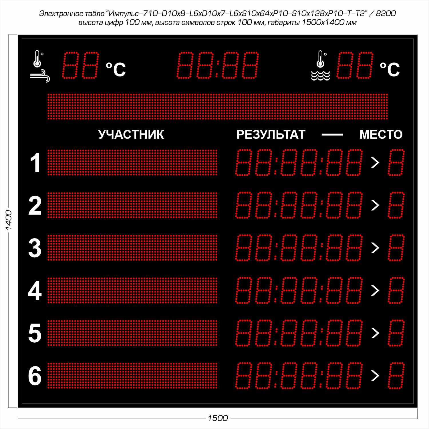 Табло для плавания Импульс 710-D10x8-L6xD10x7-L6xS10x64xP10-S10x128xP10-T-T2