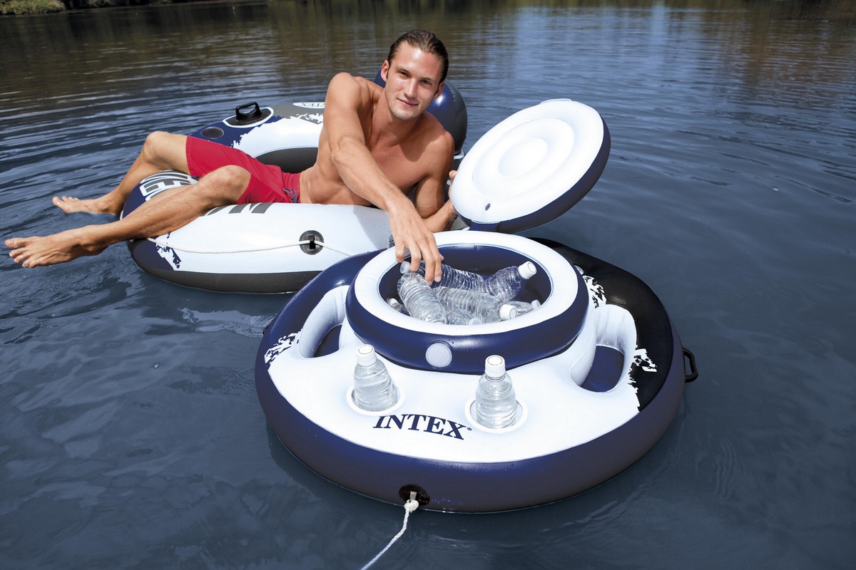 Плавающий холодильник Intex 89см River Run с подстаканниками 56822