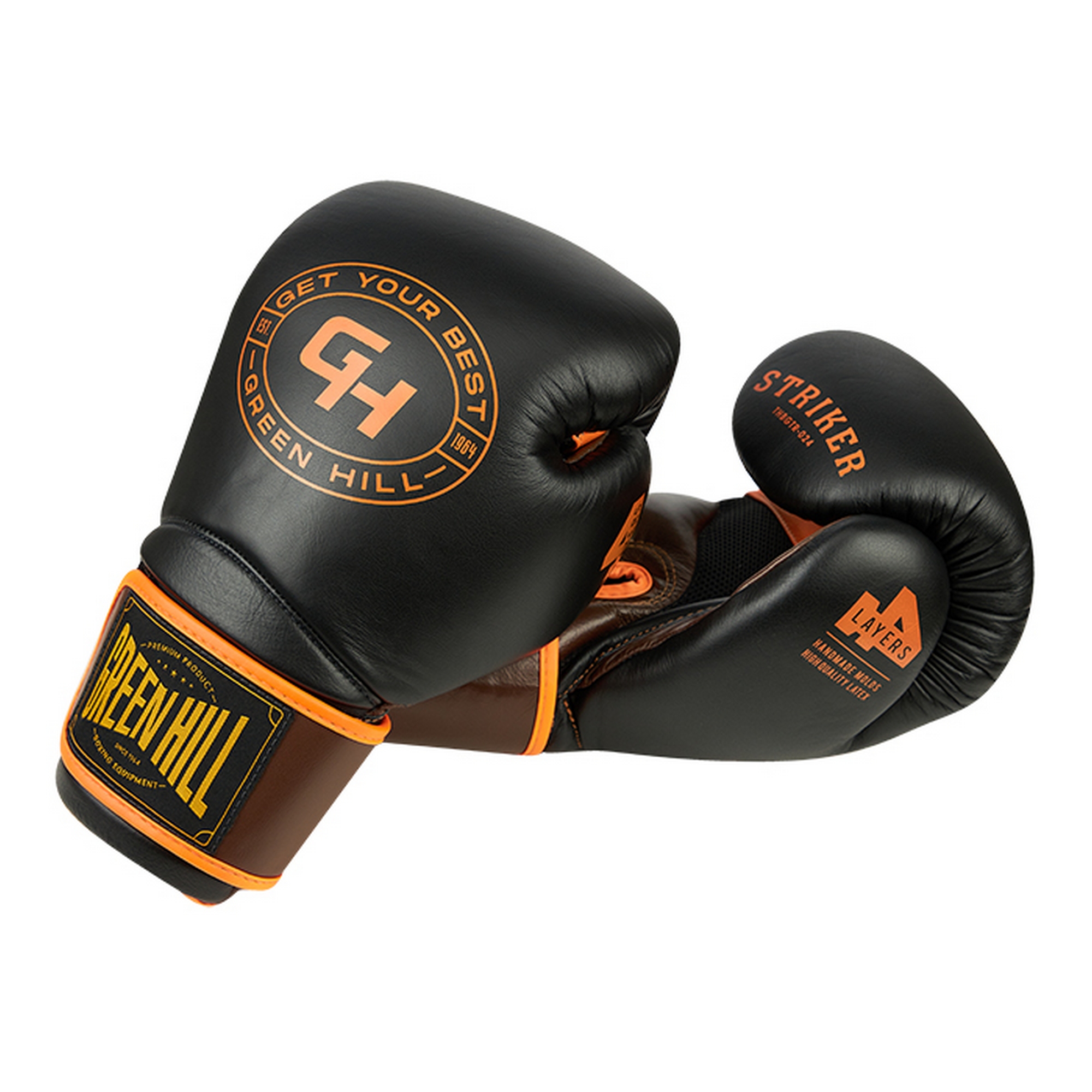 Боксерские перчатки Green Hill STRIKER THBGTR-024 черный\оранжевый