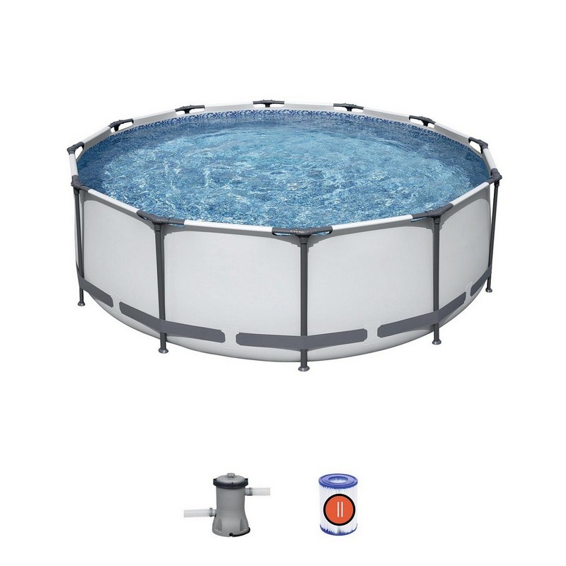 Каркасный бассейн круглый 366х100см+фильтр-насос Bestway Steel Pro Мах 56260