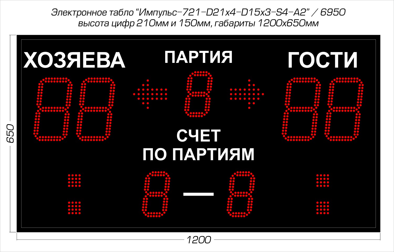 Табло для волейбола Импульс 721-D21x4-D15x3-S4-A2
