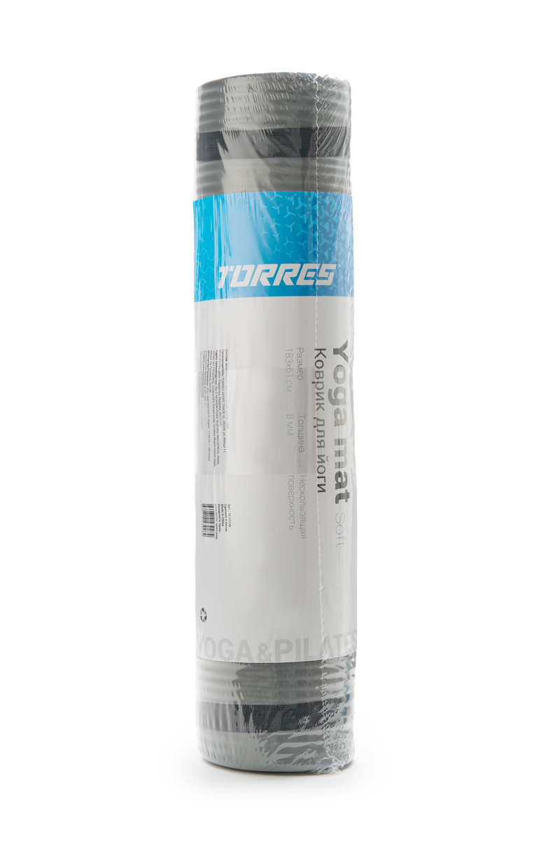 Коврик для йоги, NBR(синт.каучук), толщина 0,8 см Torres SOFT YL10108 серый
