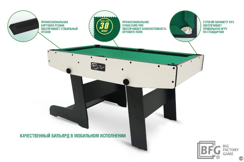 Бильярд Compact Moby 4 (Стандарт) ПУЛ, ЛДСП, 16 мм BFG BFG-KMST4