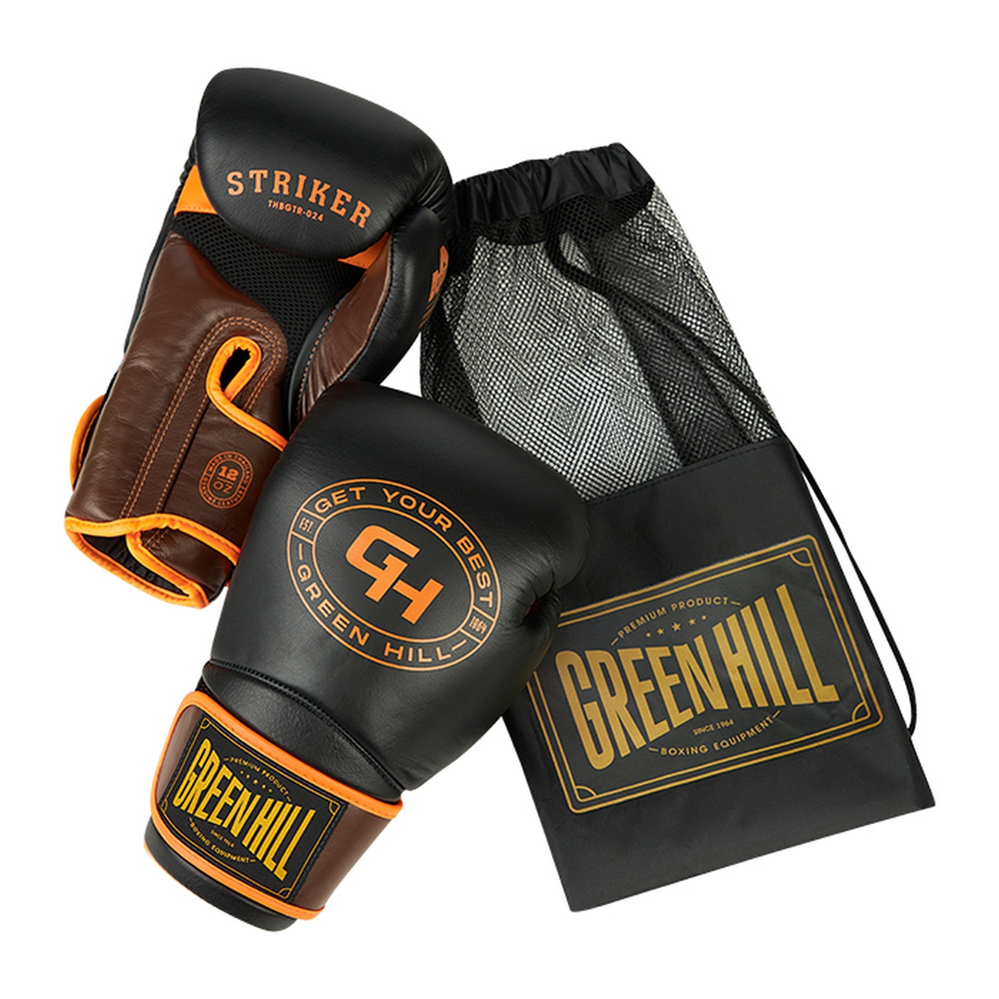 Боксерские перчатки Green Hill STRIKER THBGTR-024 черный\оранжевый