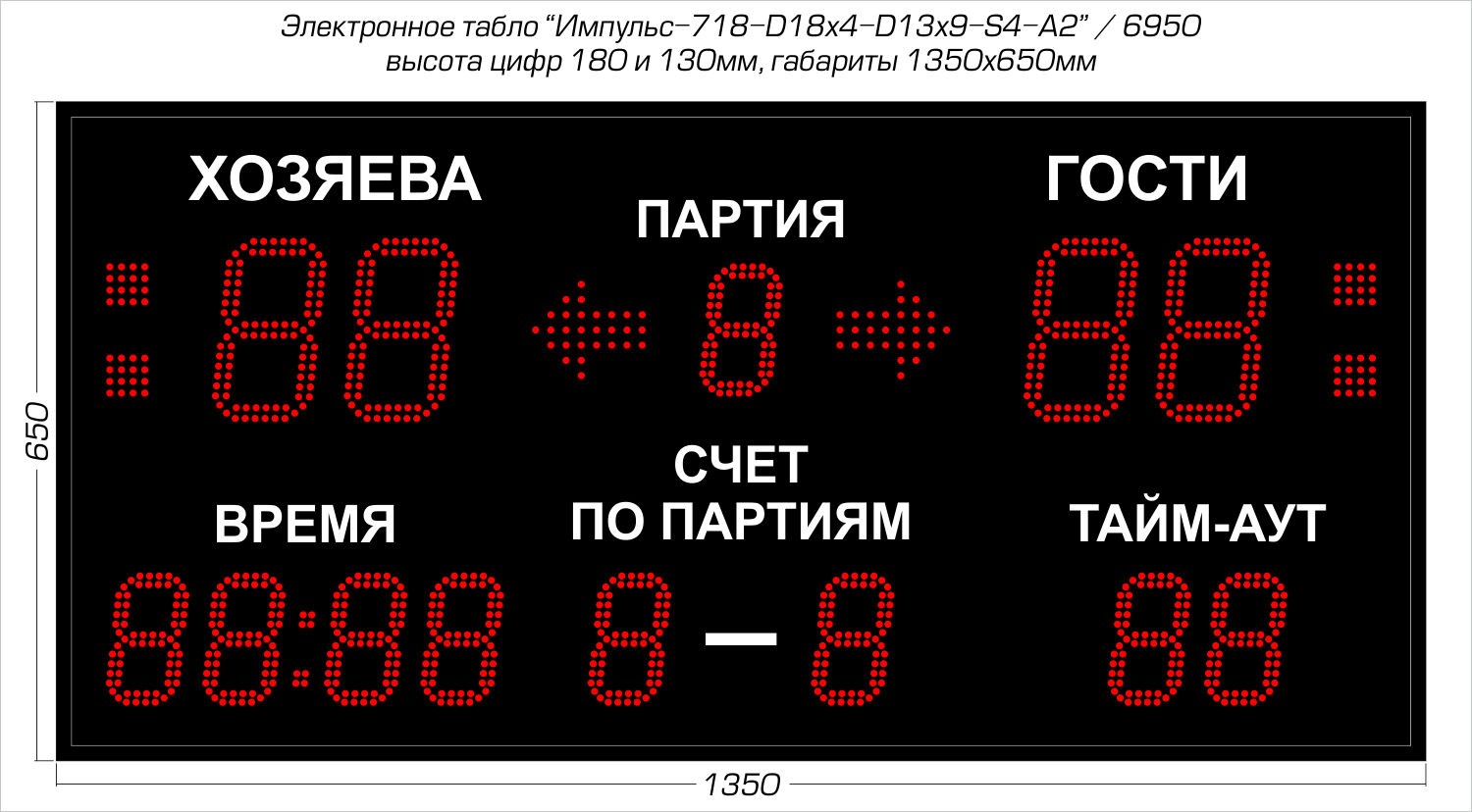 Табло для волейбола Импульс 718-D18x4-D13x9-S4-A2