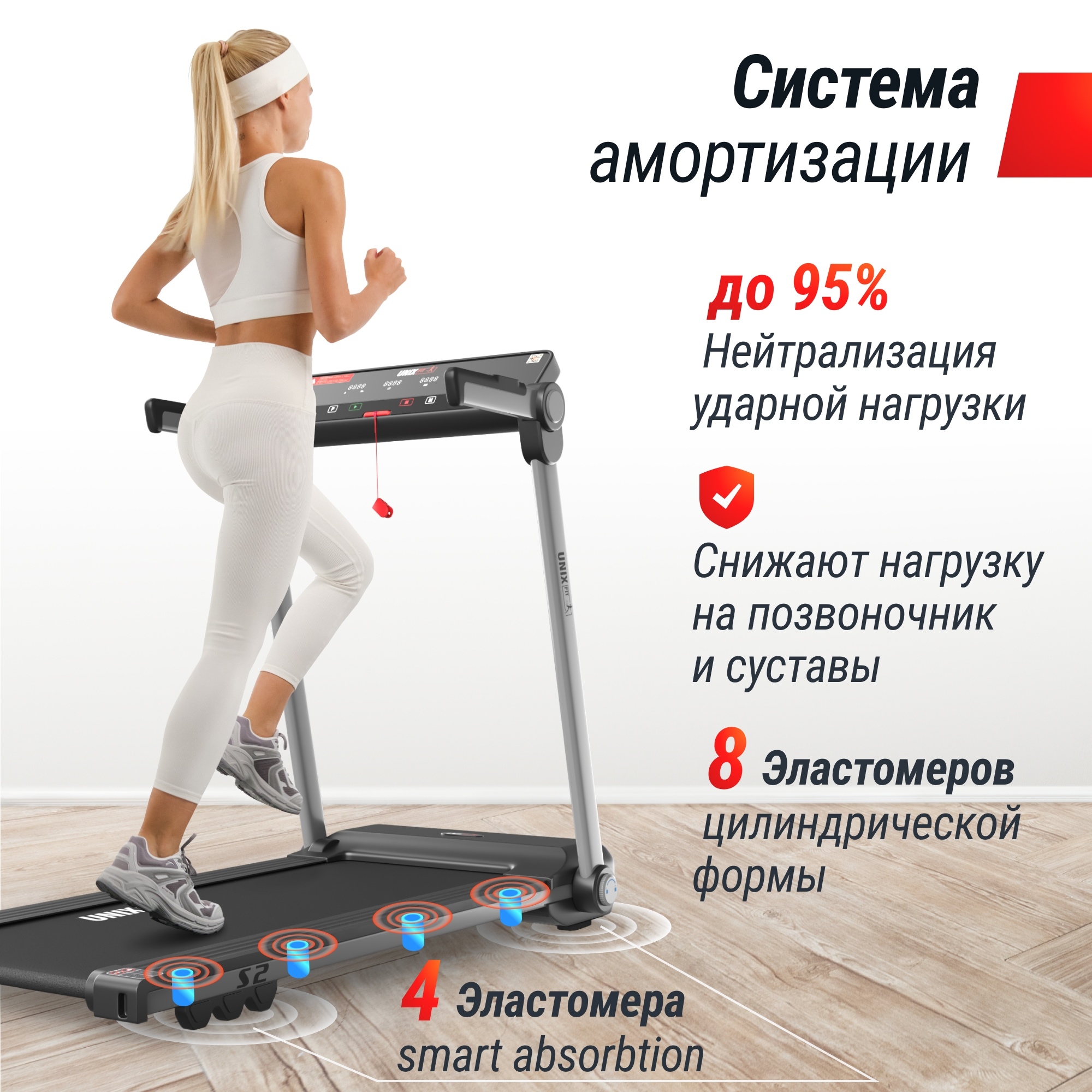 Беговая дорожка UnixFit Hi-tech S2 Metallic TDHTS2M
