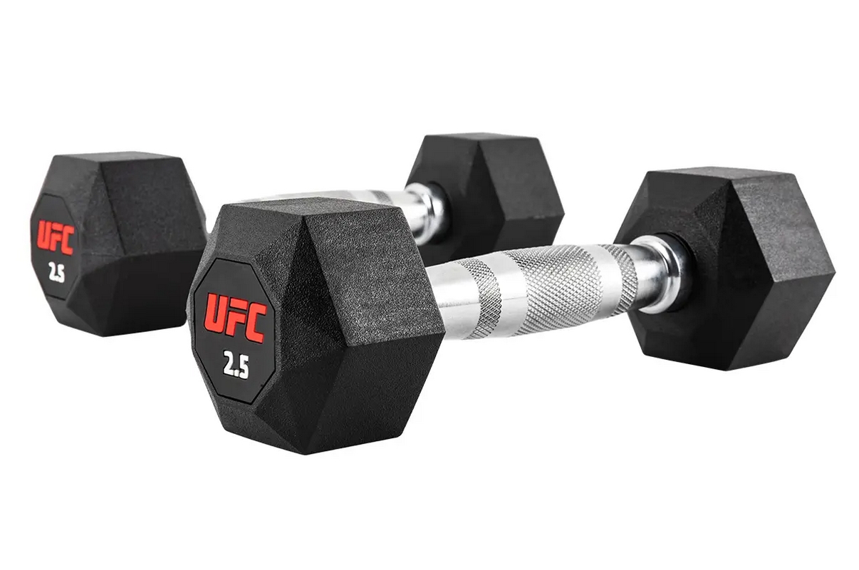 Комплект обрезиненных октагональных гантелей 10 пар от 2,5 до 25кг UFC Octagon Dumbbell UHA-75538-84