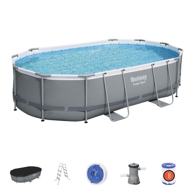 Каркасный бассейн овальный 488x305x107cм Bestway Power Steel 56448