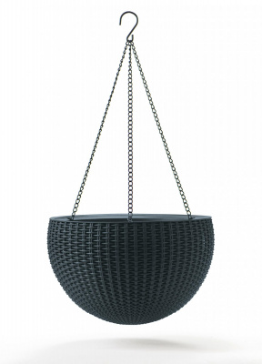 Подвесное кашпо, цвет графит Keter Rattan Hanging