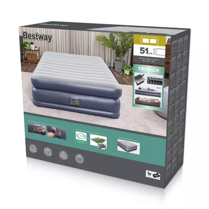 Надувная кровать 152х203х51см QuadComfort встр.нас. 220В Bestway 67925